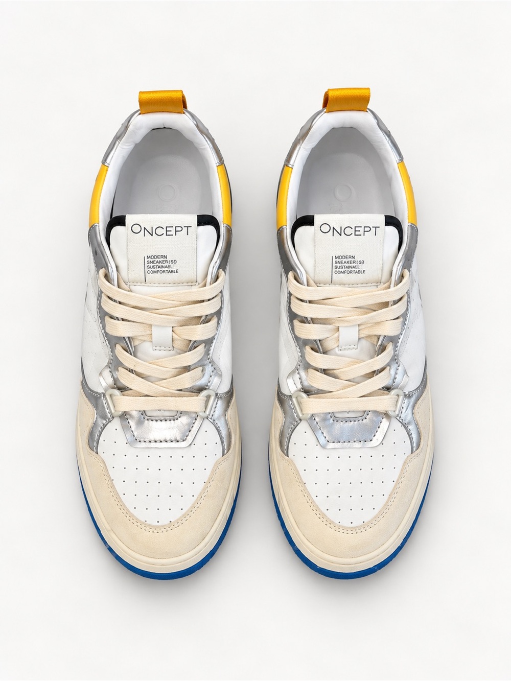 CONCEPT Women's White, Yellow & Blue Retro Low-Top Sneakers